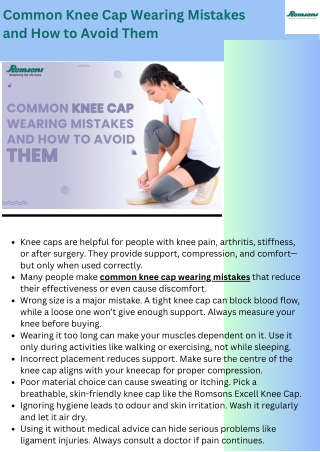 Common Knee Cap Wearing Mistakes and How to Avoid Them