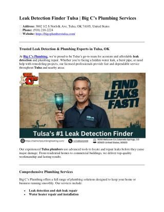 Slab Leak Repair Tulsa