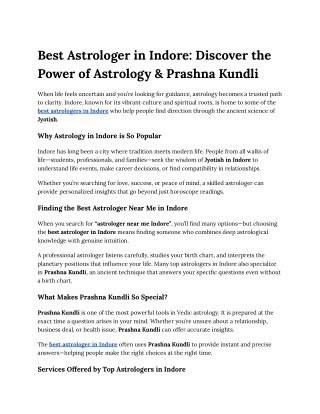 Best Astrologer in Indore_ Discover the Power of Astrology & Prashna Kundli