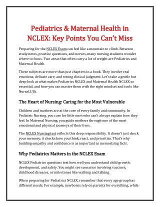 Pediatrics & Maternal Health in NCLEX_ Key Points You Can’t Miss