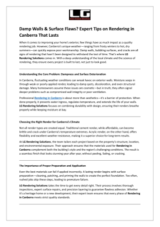 Damp Walls & Surface Flaws - Expert Tips on Rendering in Canberra That Lasts