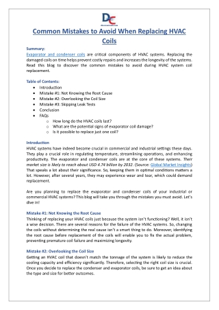 Common Mistakes to Avoid When Replacing HVAC Coils