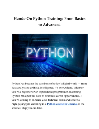 Hands-On Python Training From Basics to Advanced