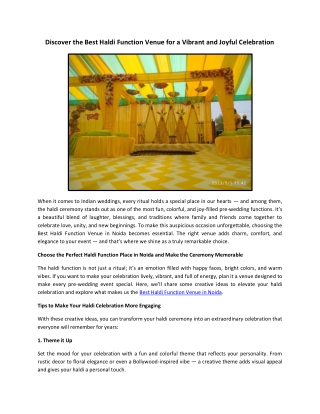 Discover the Best Haldi Function Venue for a Vibrant and Joyful Celebration
