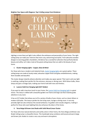 Brighten Your Space with Elegance