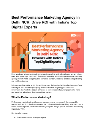 Best Performance Marketing Agency in Delhi NCR_ Drive ROI with India’s Top Digital Experts