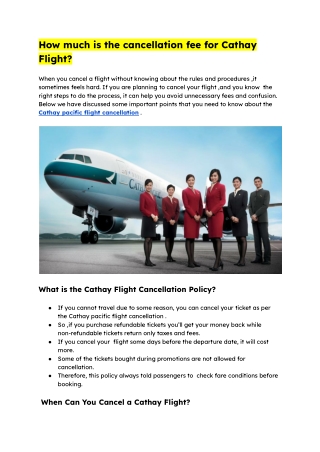 How Much is the Cancellation Fee for Cathay Pacific Flight?