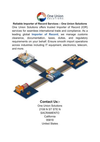 _Reliable Importer of Record Services – One Union Solutions