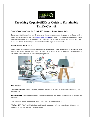Unlocking Organic SEO A Guide to Sustainable Traffic Growth