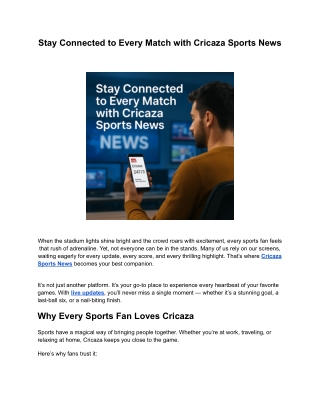 Stay Connected to Every Match with Cricaza Sports News