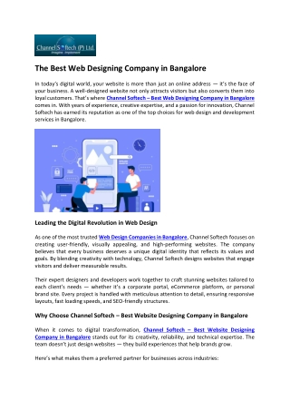 The Best Web Designing Company in Bangalore