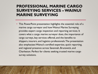 Professional Marine Cargo Surveying Services – Wainui Marine Surveying