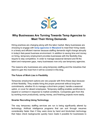 Why Businesses Are Turning Towards Temp Agencies to Meet Their Hiring Demands