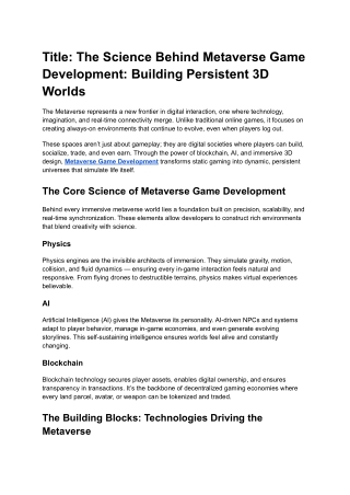 The Science Behind Metaverse Game Development_ Building Persistent 3D Worlds