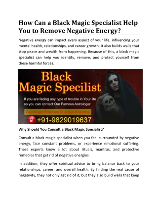 How Can a Black Magic Specialist Help You to Remove Negative Energy?