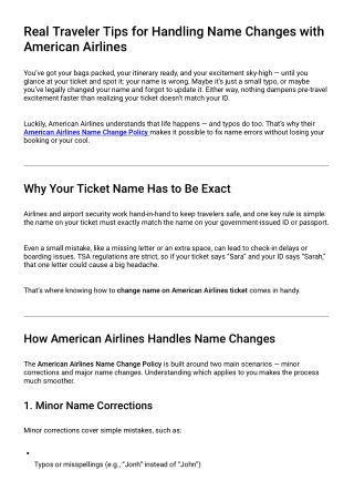 Real Traveler Tips for Handling Name Changes with American Airlines