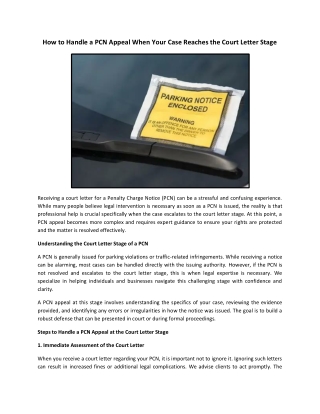 How to Handle a PCN Appeal When Your Case Reaches the Court Letter Stage