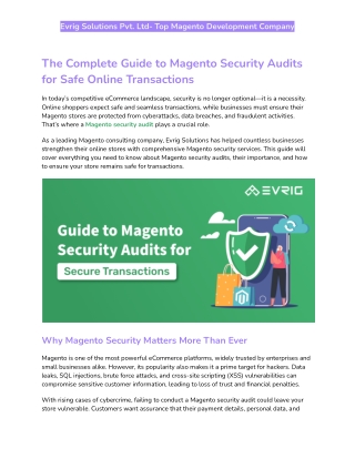 The Complete Guide to Magento Security Audits for Safe Online Transactions_____