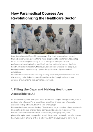 How Paramedical Courses Are Revolutionizing the Healthcare Sector