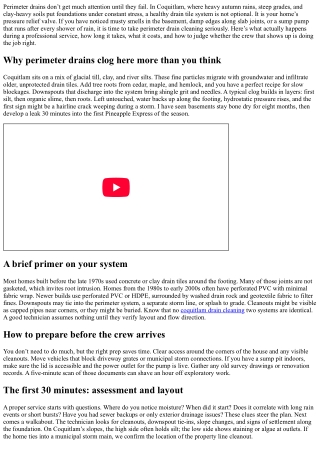 What to Expect During a Professional Perimeter Drain Cleaning Service in Coquitl