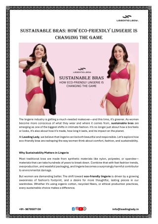 Sustainable Bras: How Eco-Friendly Lingerie Is Changing The Game