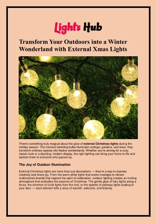 Transform Your Outdoors into a Winter Wonderland with External Xmas Lights