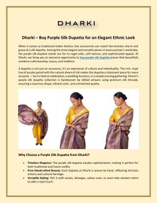 Dharki – Buy Purple Silk Dupatta for an Elegant Ethnic Look