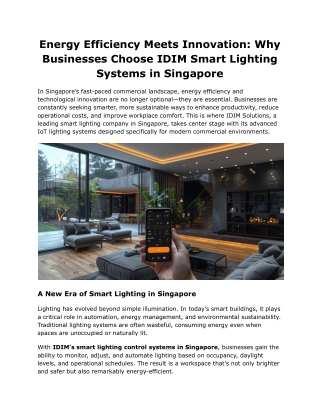 Lighting the Future: Why Businesses in Singapore Trust IDIM’s Smart Lighting Sys