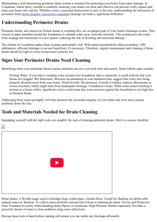 The Ultimate Guide to Perimeter Drain Cleaning in Coquitlam: Tips & Tricks