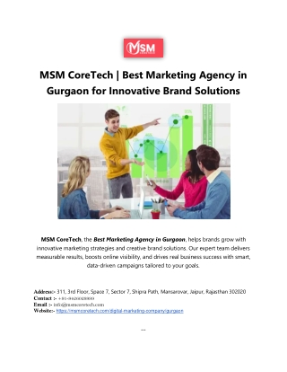 MSM CoreTech Best marketing agency in gurgaon
