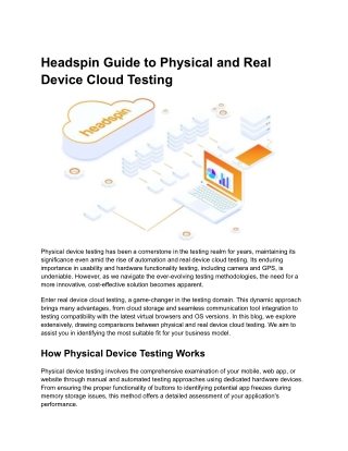 Headspin Guide to Physical and Real Device Cloud Testing
