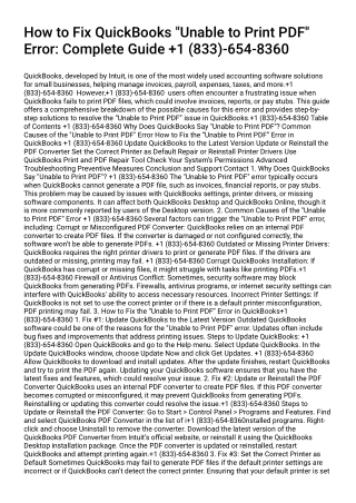 How to Fix QuickBooks Unable to Print errors PDF  1(833) 654 8360