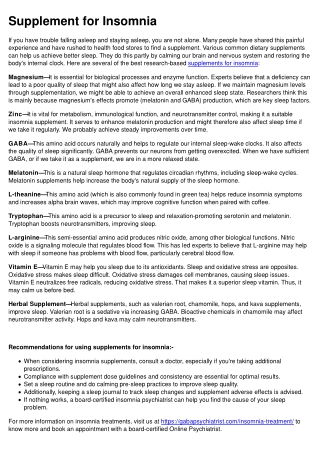 supplement for insomnia - research based