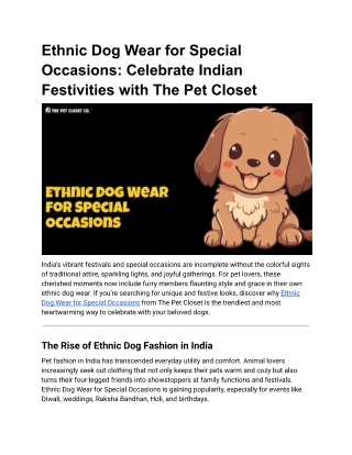 Ethnic Dog Wear for Special Occasions