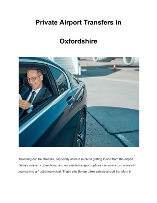 Private Airport Transfers in Oxfordshire