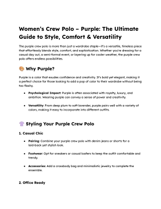 Women’s Crew Polo – Purple_ The Ultimate Guide to Style, Comfort & Versatility