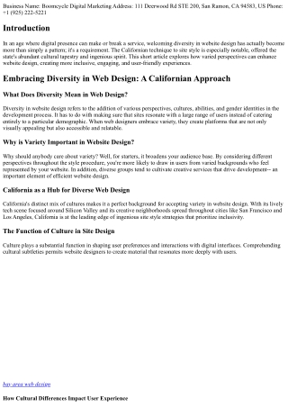 Accepting Diversity in Web Design: A Californian Method