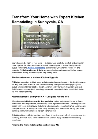 Transform Your Home with Expert Kitchen Remodeling in Sunnyvale, CA