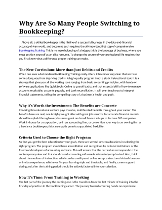 Why Are So Many People Switching to Bookkeeping