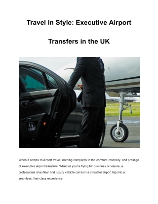 Travel in Style_ Executive Airport Transfers in the UK