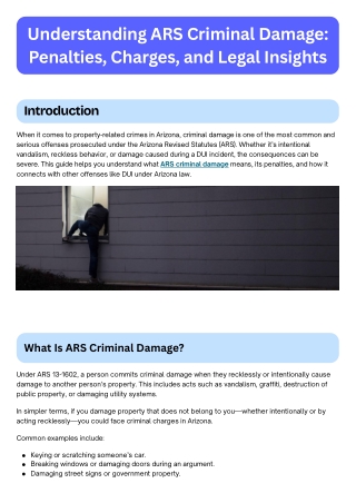 Understanding ARS Criminal Damage Penalties, Charges, and Legal Insights