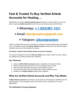 Fast & Trusted________ To Buy Verified Airbnb Accounts_____________ for Hosting