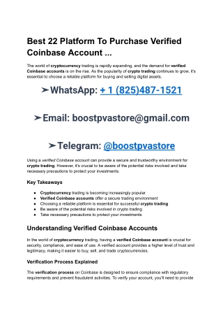 Best 22 Platform____________To Purchase Verified__________________Coinbase Account ...