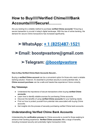 How to Buy______Verified Chime_____Bank Accounts______Securel………