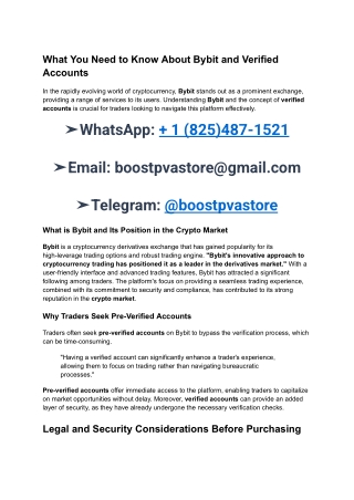 What You Need to Know About Bybit and Verified Accounts.......................2025