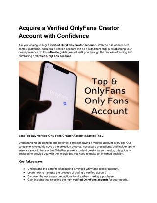 Top 5 Marketplaces ____________ to Purchase Verified OnlyFans ___________Accounts