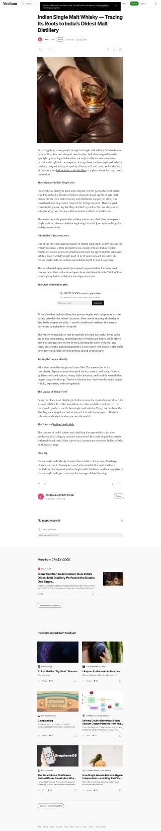 Indian Single Malt Whisky — Tracing Its Roots to India’s Oldest Malt Distillery