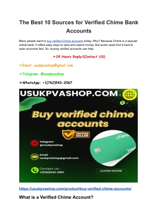 The Best 10 Sources for Verified Chime Bank Accounts