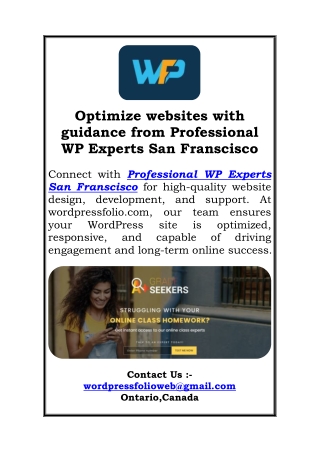 Optimize websites with guidance from Professional WP Experts San Franscisco