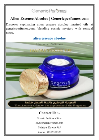 Alien Essence Absolue  Genericperfumes
